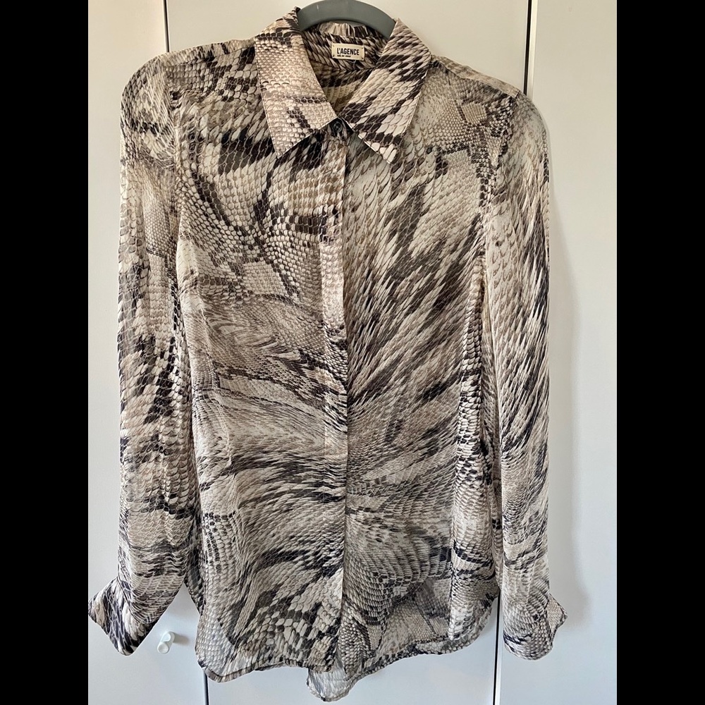 L AGENCE Snake Print Shirt In Neutrals